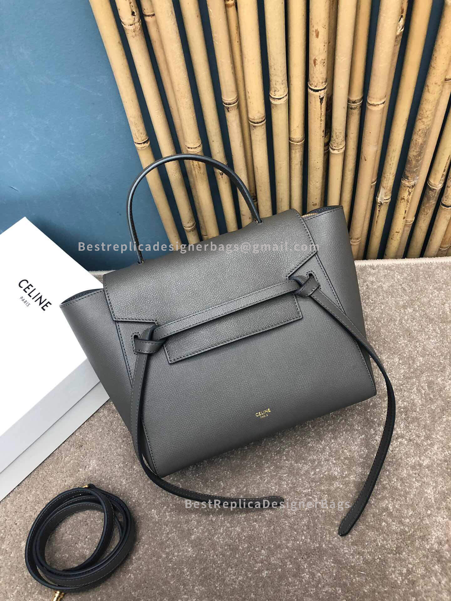 Celine Micro Belt Bag In Grey Epsom Calfskin